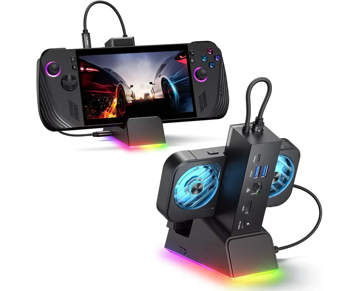 Console Portátil Gamer com Dock de Carregamento RGB