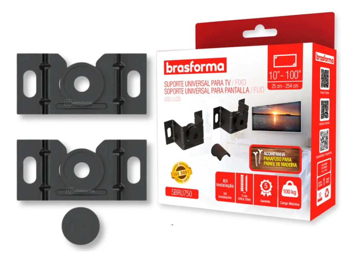 Suporte Universal de Parede Fixo para TV 10" a 100" Brasforma SBRU750